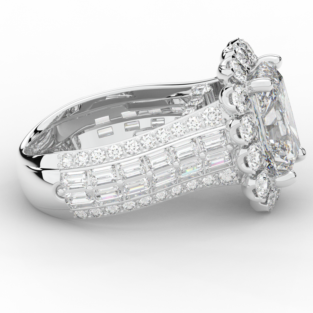 8.00CT.TW RADIANT LAB DIAMOND HALO ENGAGEMENT RING - Nazarelle