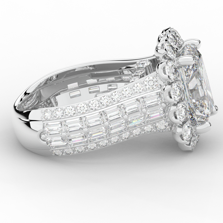 8.00CT.TW RADIANT LAB DIAMOND HALO ENGAGEMENT RING - Nazarelle