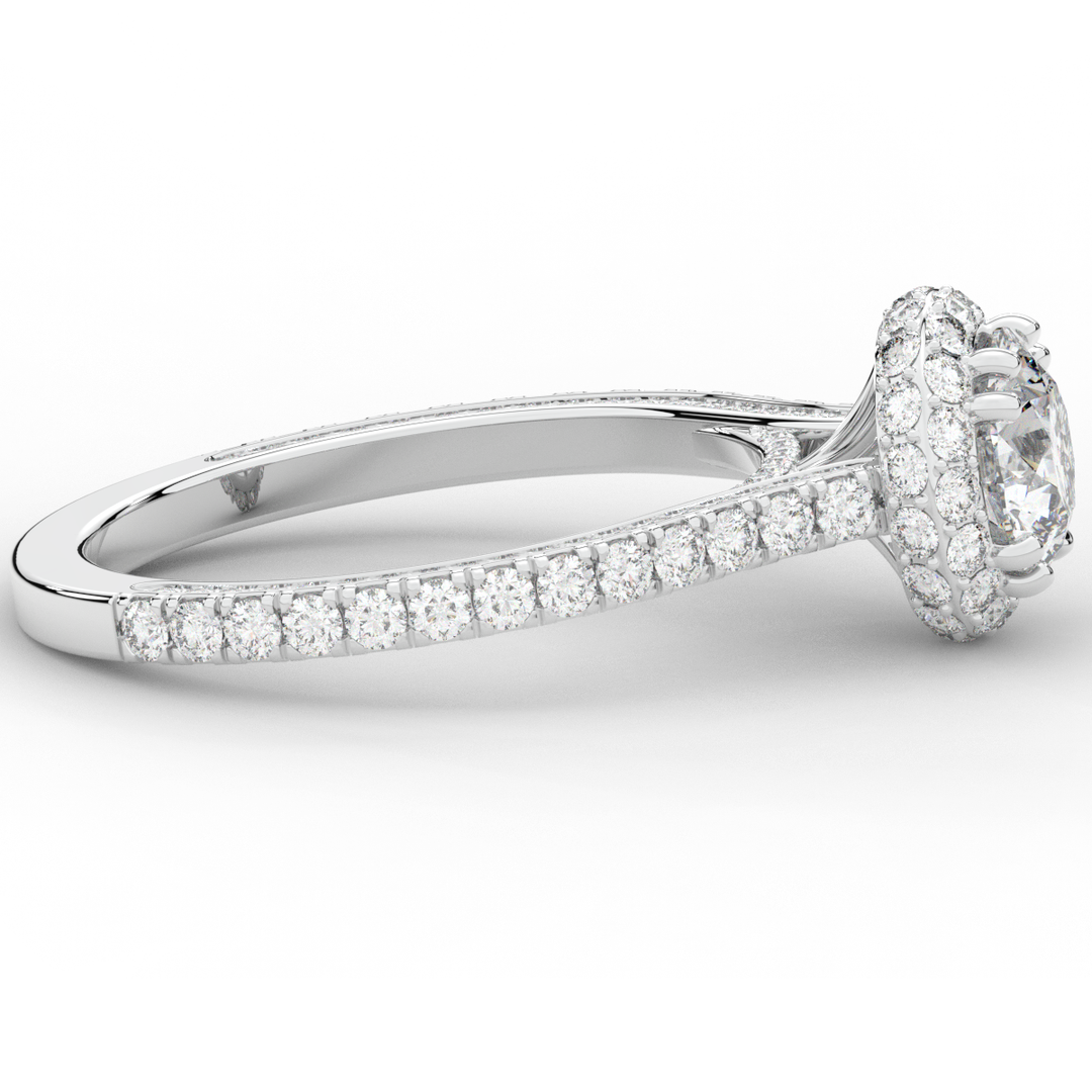 1.90CT.TW ROUND LAB DIAMOND HALO ENGAGEMENT RING - Nazarelle
