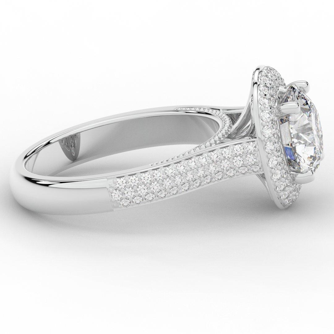 2.45CT.TW ROUND LAB DIAMOND HALO ENGAGEMENT RING - Nazarelle
