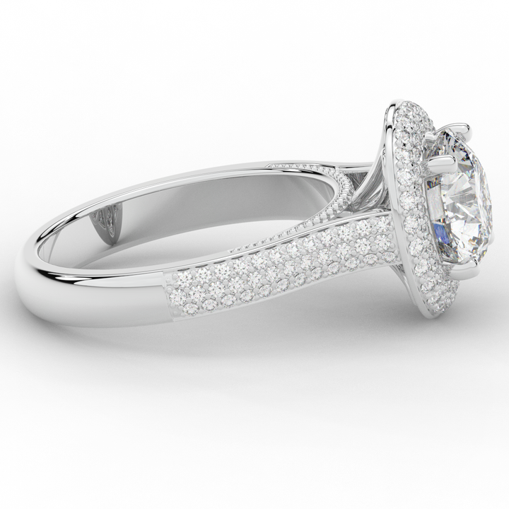 2.45CT.TW ROUND LAB DIAMOND HALO ENGAGEMENT RING - Nazarelle