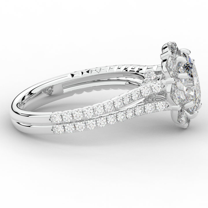 2.30CT.TW OVAL LAB DIAMOND HALO SPLIT SHANK ENGAGEMENT RING - Nazarelle