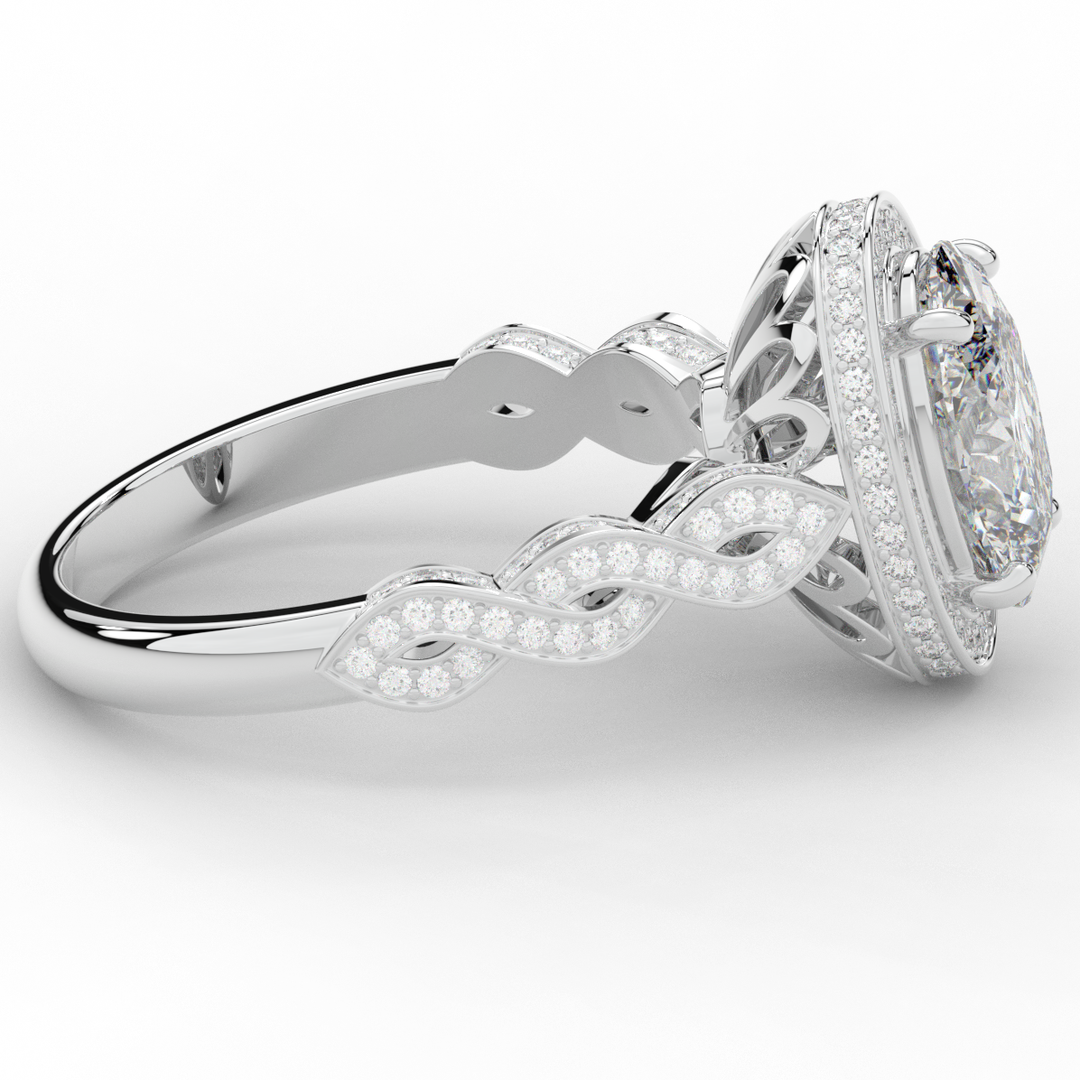 3.10CT.TW OVAL LAB DIAMOND HALO ENGAGEMENT RING - Nazarelle
