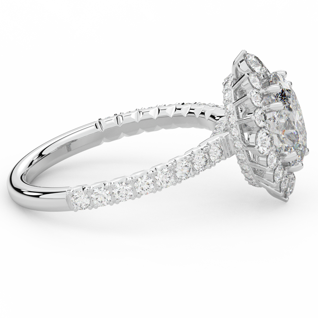 2.80CT.TW OVAL LAB DIAMOND HALO ENGAGEMENT RING - Nazarelle