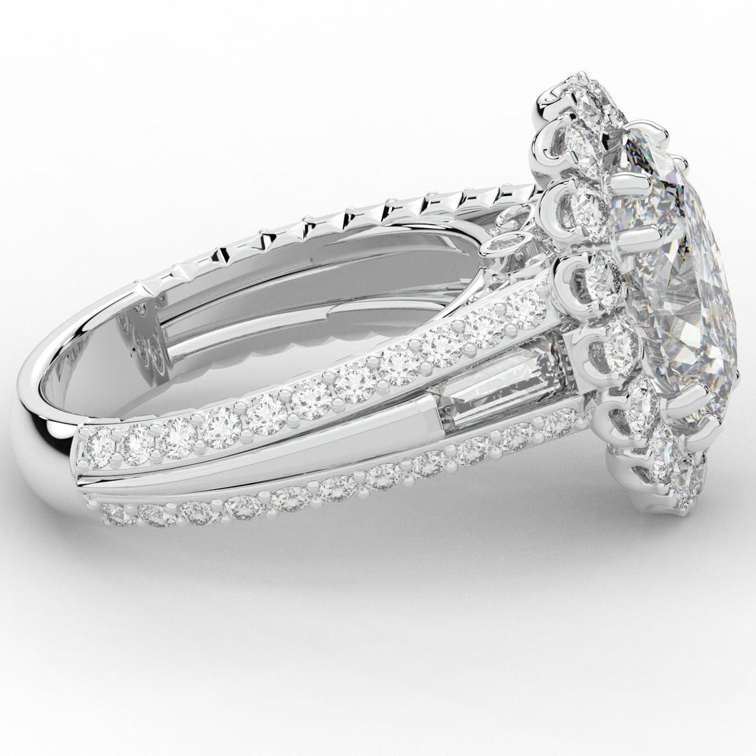 5.75CT.TW OVAL LAB DIAMOND HALO ENGAGEMENT RING - Nazarelle