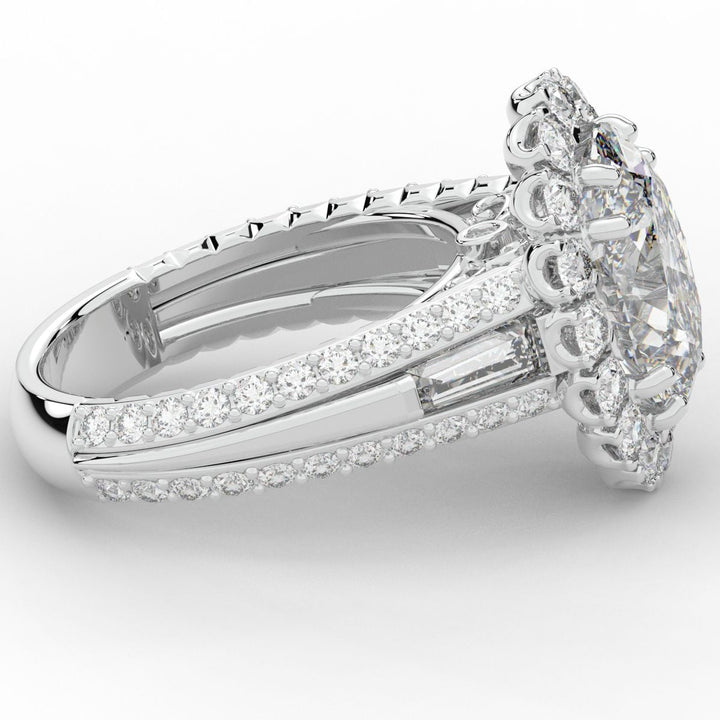 5.75CT.TW OVAL LAB DIAMOND HALO ENGAGEMENT RING - Nazarelle