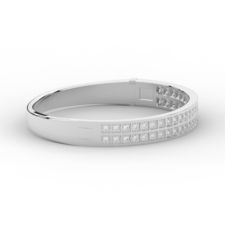 2.00CT.TW ROUND LAB TWO ROW DIAMOND BANGLE - Nazarelle