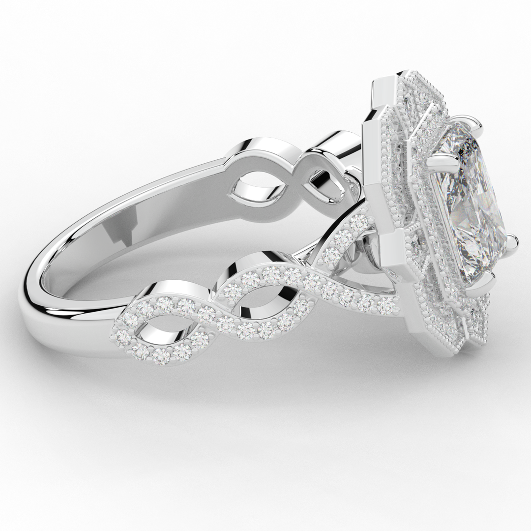 1.90CT.TW RADIANT LAB DIAMOND HALO ENGAGEMENT RING - Nazarelle