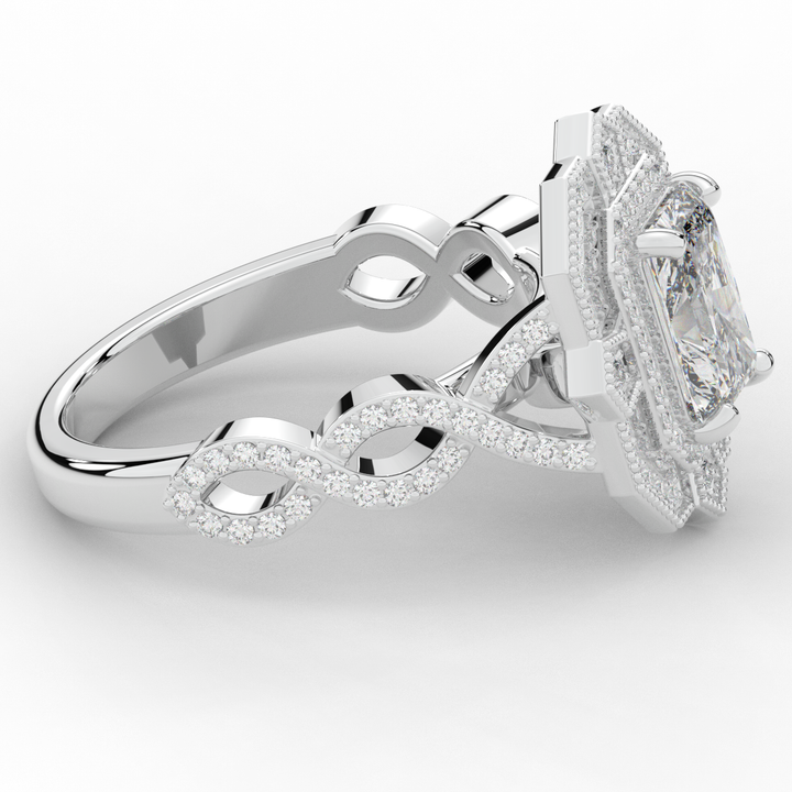 1.90CT.TW RADIANT LAB DIAMOND HALO ENGAGEMENT RING - Nazarelle