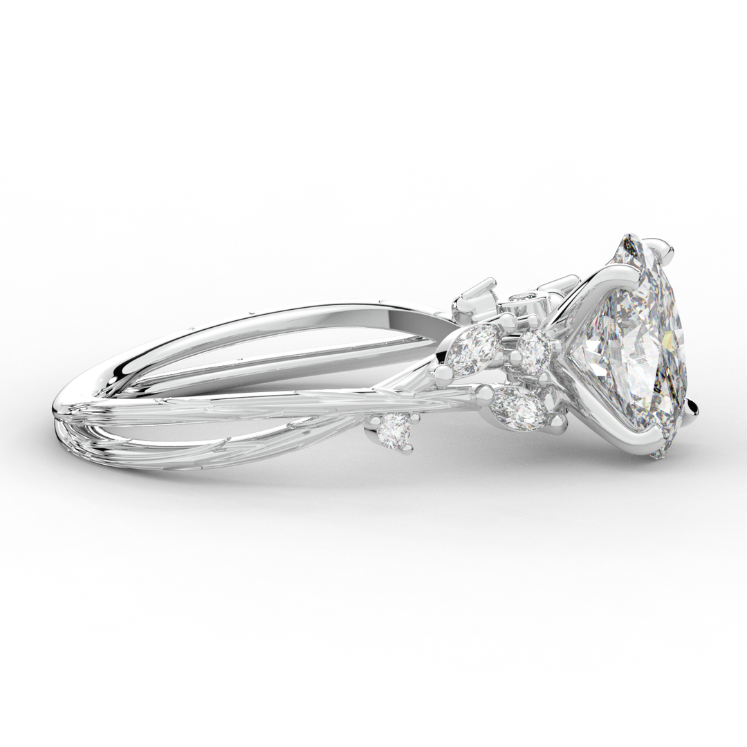 2.25CT.TW OVAL LAB DIAMOND STYLIZED VINE AND TREE BARK FINISH ENGAGEMENT RING - Nazarelle