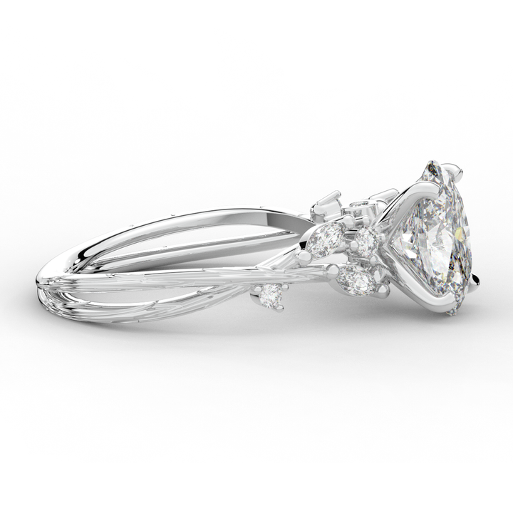 2.25CT.TW OVAL LAB DIAMOND STYLIZED VINE AND TREE BARK FINISH ENGAGEMENT RING - Nazarelle