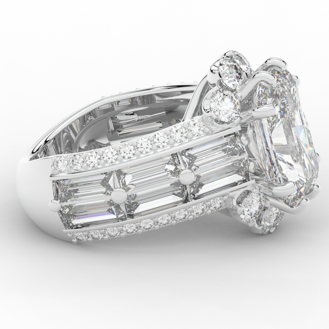 8.25CT.TW RADIANT LAB DIAMOND HALO ENGAGEMENT RING - Nazarelle