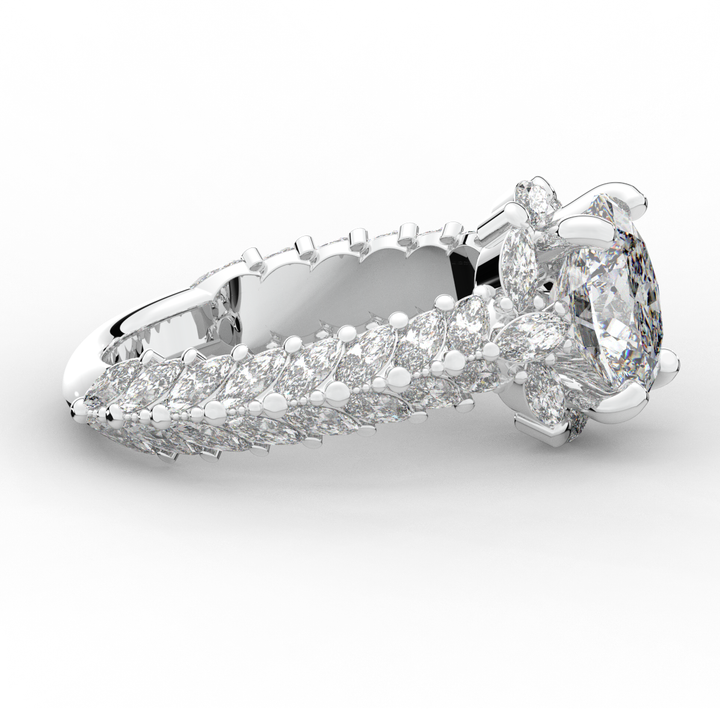 3.10CT.TW OVAL LAB DIAMOND HALO ENGAGEMENT RING - Nazarelle