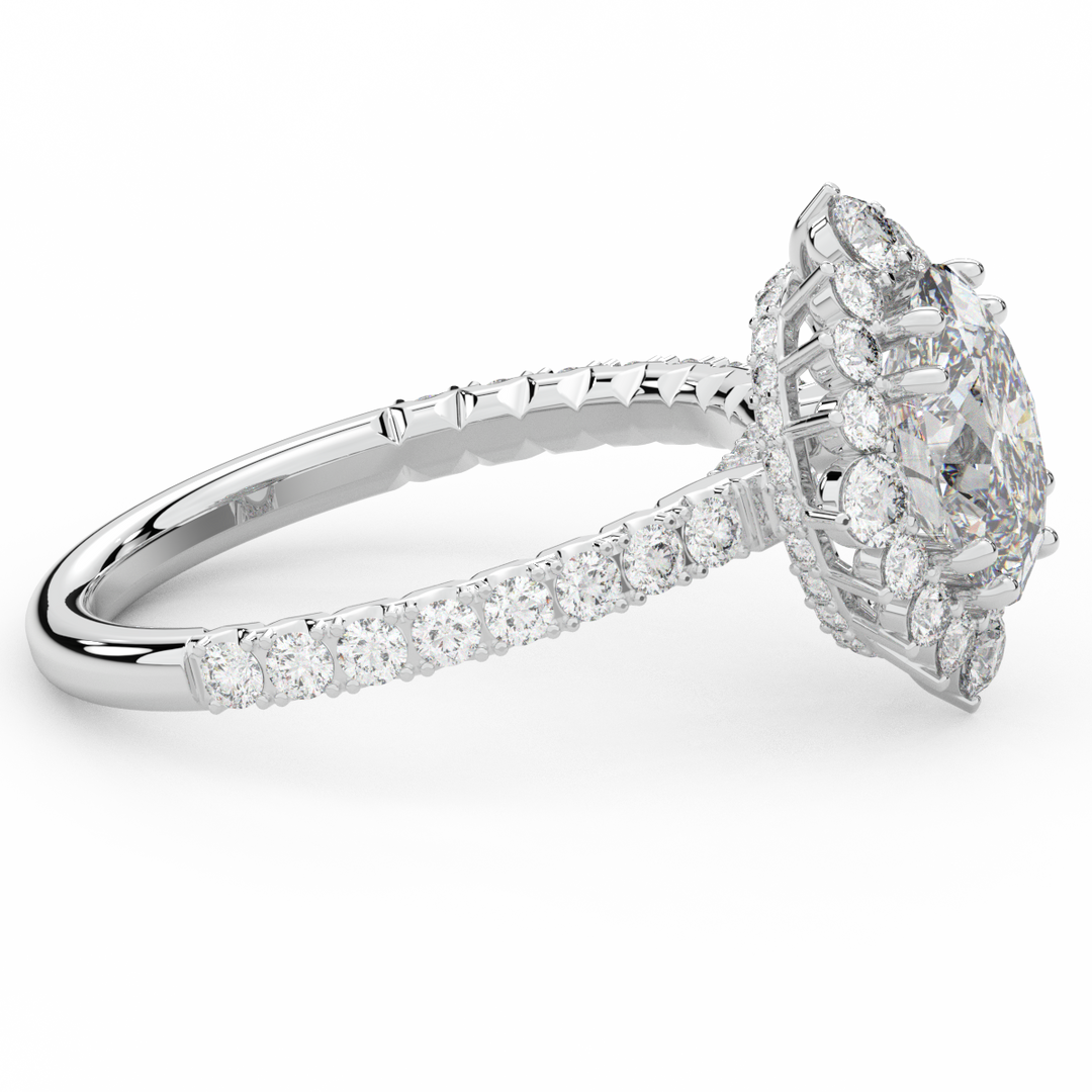 2.80CT.TW OVAL LAB DIAMOND HALO ENGAGEMENT RING - Nazarelle