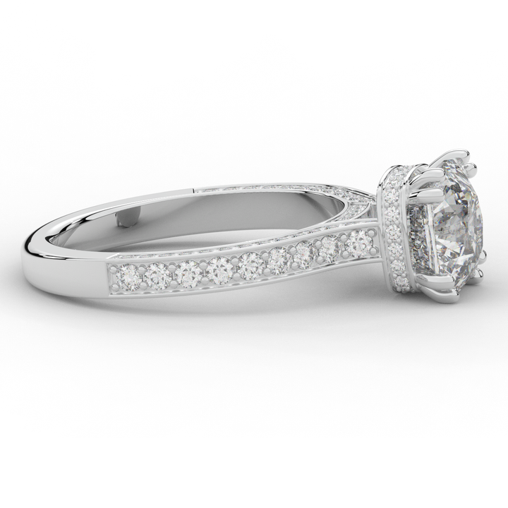 2.60CT.TW CUSHION LAB DIAMOND SOLITAIRE ENGAGEMENT RING - Nazarelle