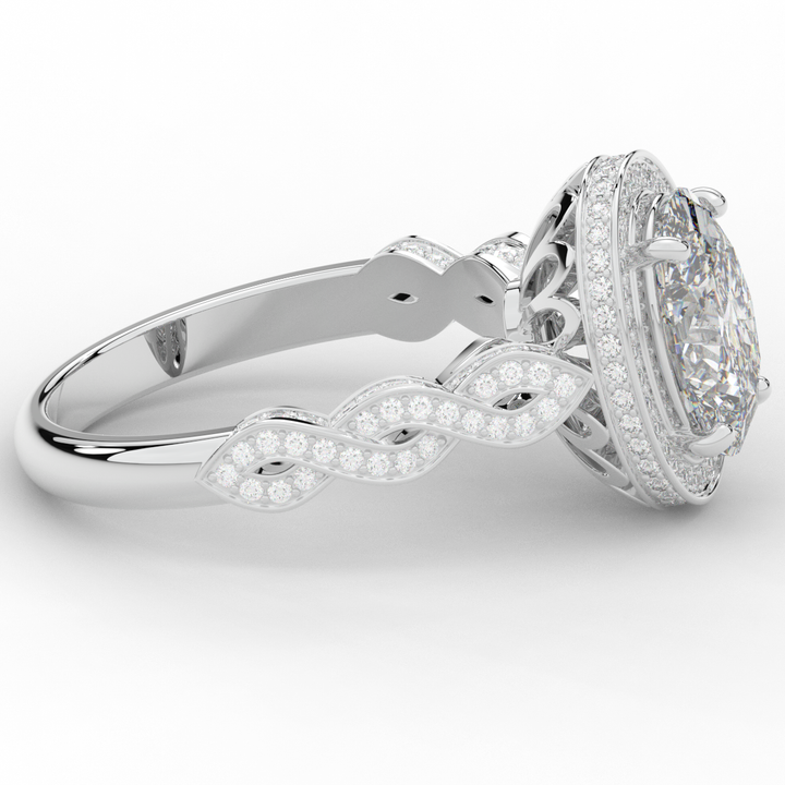 3.10CT.TW OVAL LAB DIAMOND HALO ENGAGEMENT RING - Nazarelle