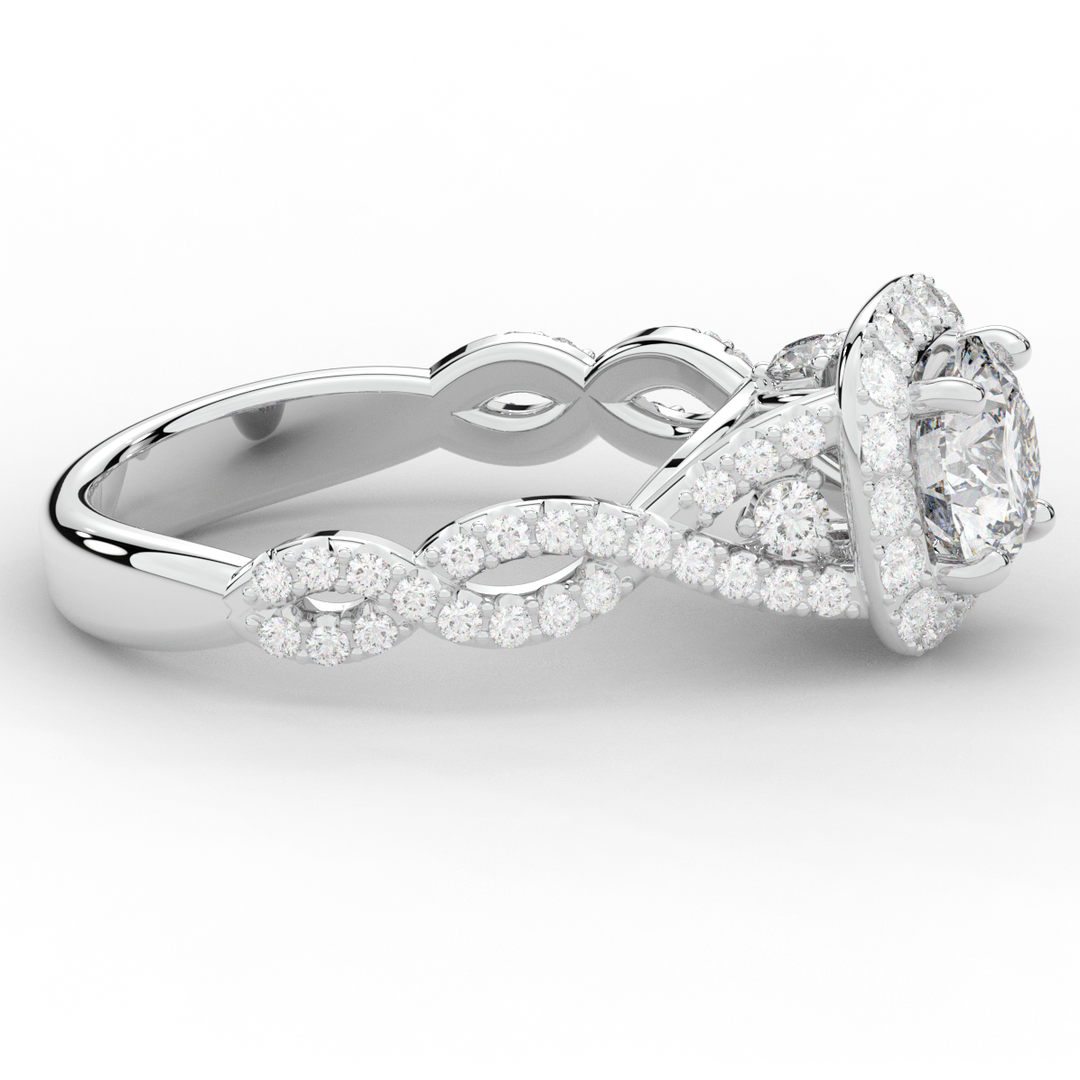 1.60CT.TW ROUND LAB DIAMOND HALO TWIST ENGAGEMENT RING - Nazarelle