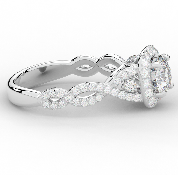 1.60CT.TW ROUND LAB DIAMOND HALO TWIST ENGAGEMENT RING - Nazarelle