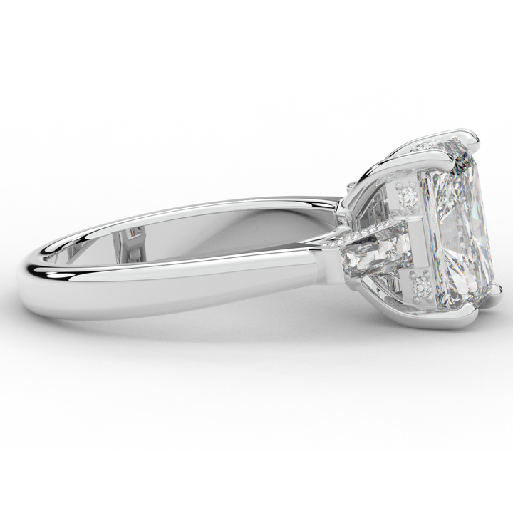 3.45CT.TW RADIANT LAB DIAMOND 3 STONE ENGAGEMENT RING - Nazarelle