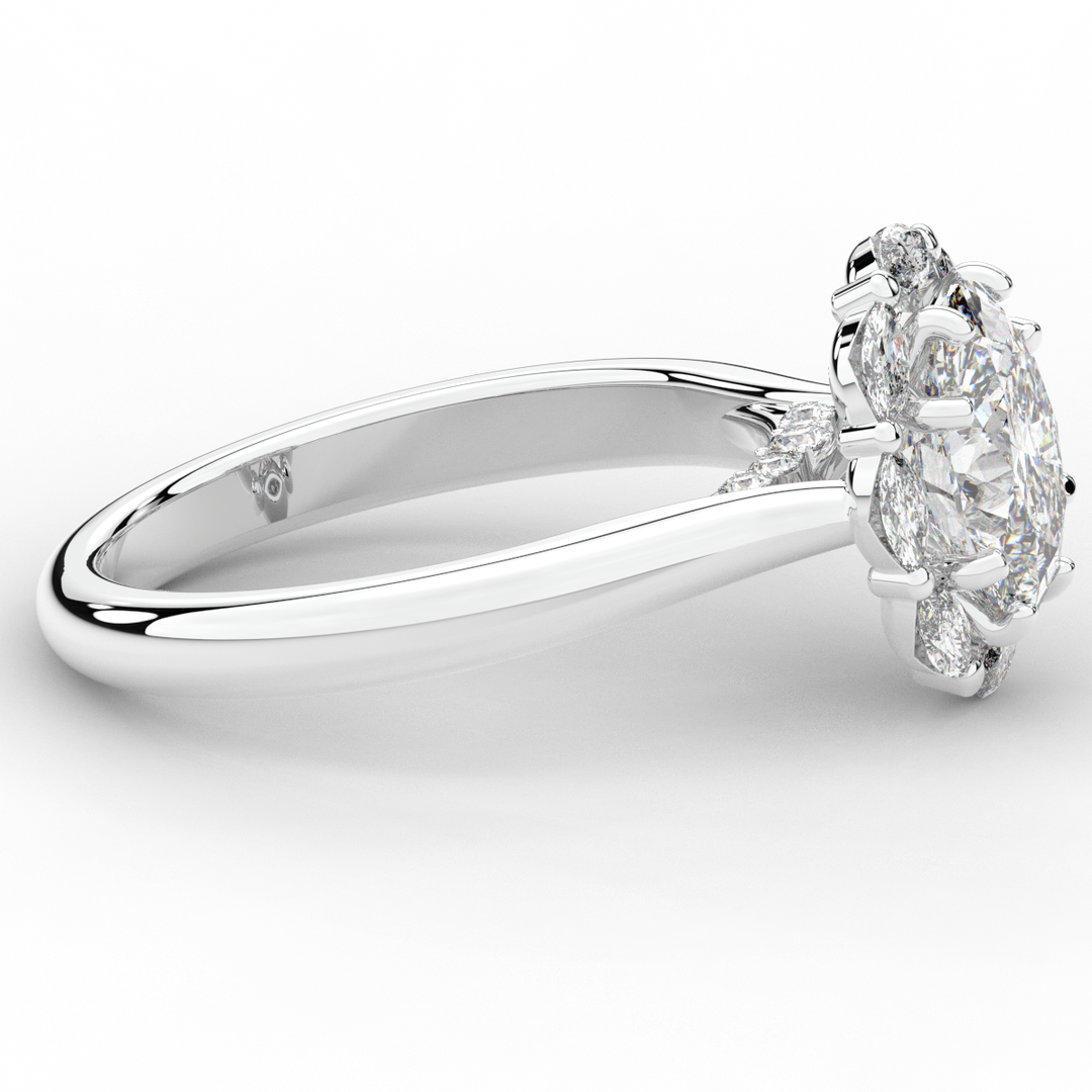 1.90CT.TW OVAL LAB DIAMOND HALO ENGAGEMENT RING - Nazarelle