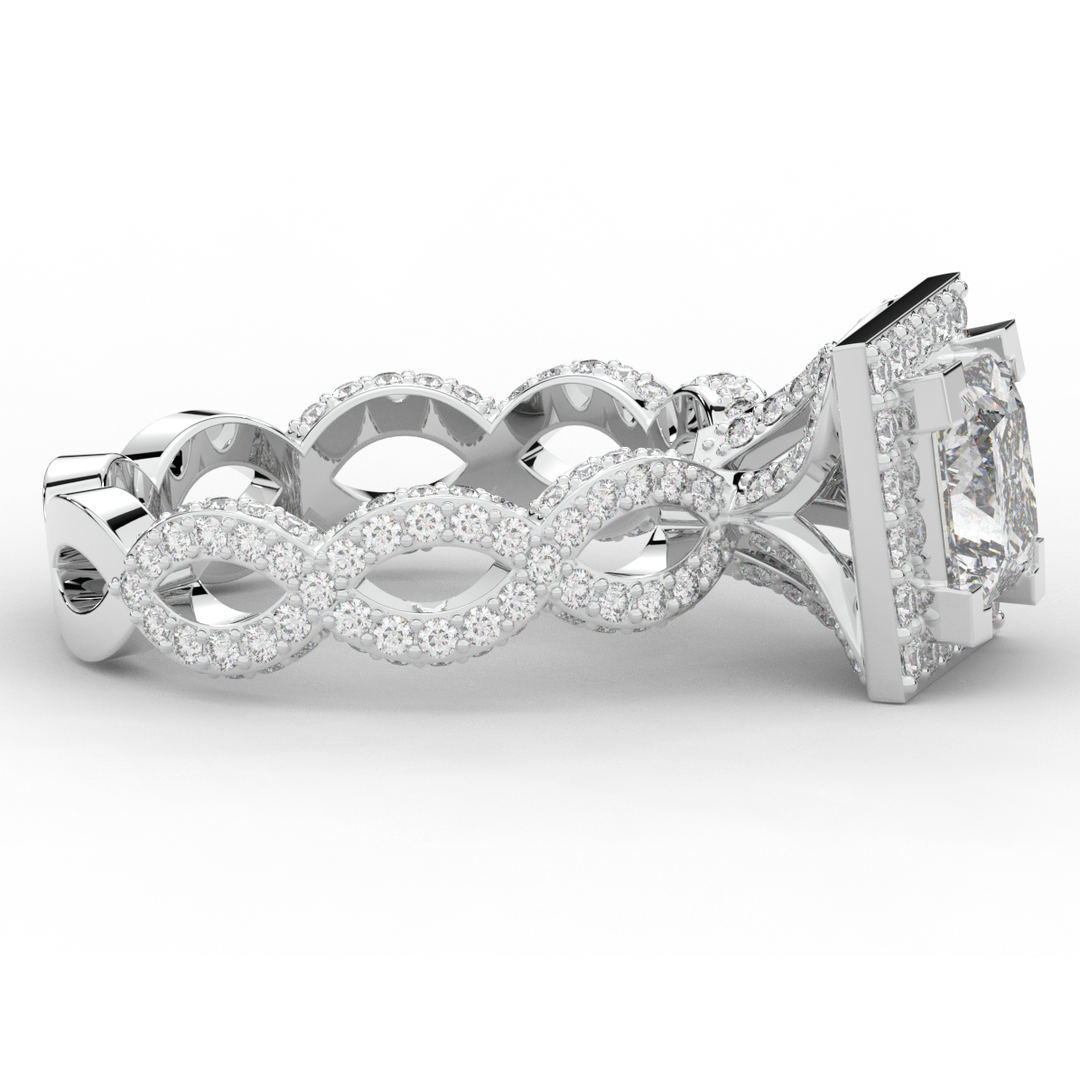 2.40CT.TW PRINCESS LAB DIAMOND HALO ENGAGEMENT RING - Nazarelle