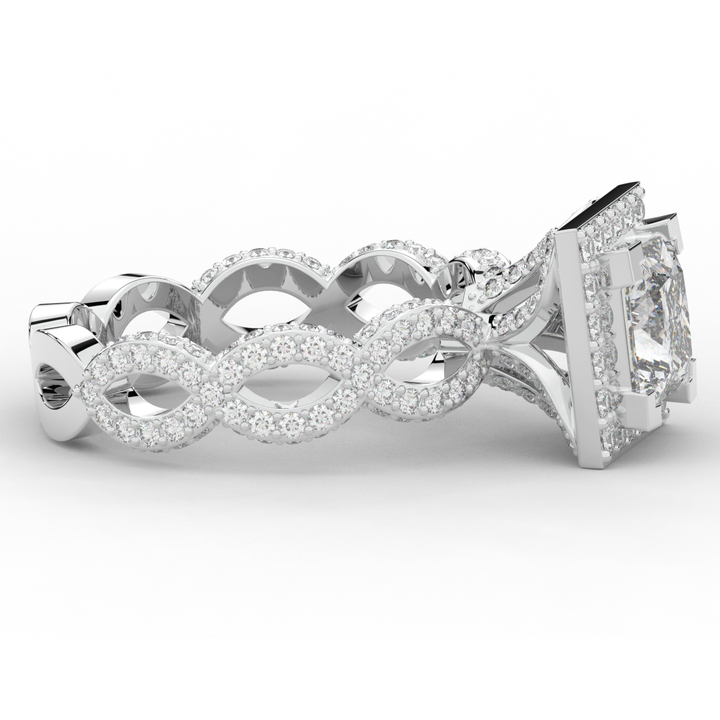 2.40CT.TW PRINCESS LAB DIAMOND HALO ENGAGEMENT RING - Nazarelle