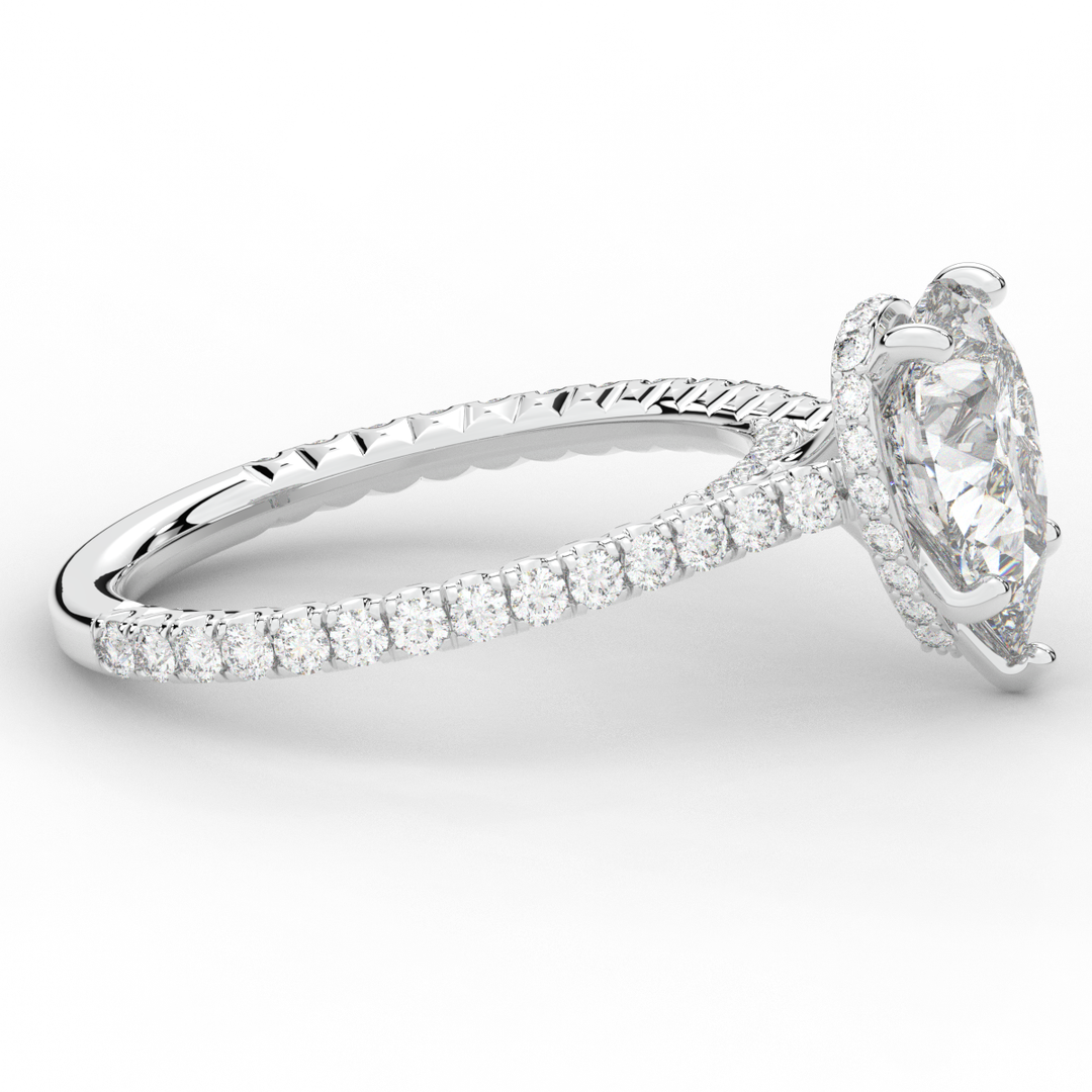 2.50CT.TW PEAR LAB DIAMOND UNDERHALO SOLITAIRE ENGAGEMENT RING - Nazarelle