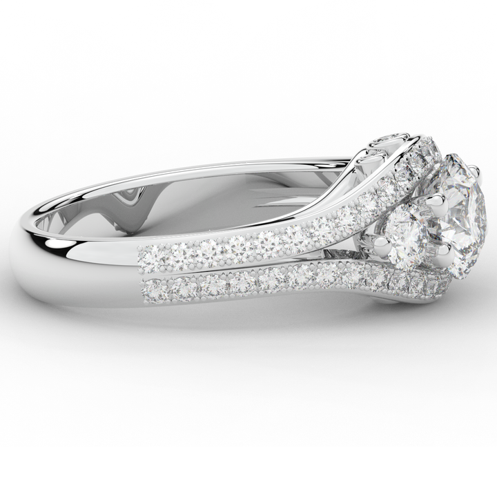 1.90CT.TW ROUND LAB DIAMOND THREE STONE ENGAGEMENT RING - Nazarelle