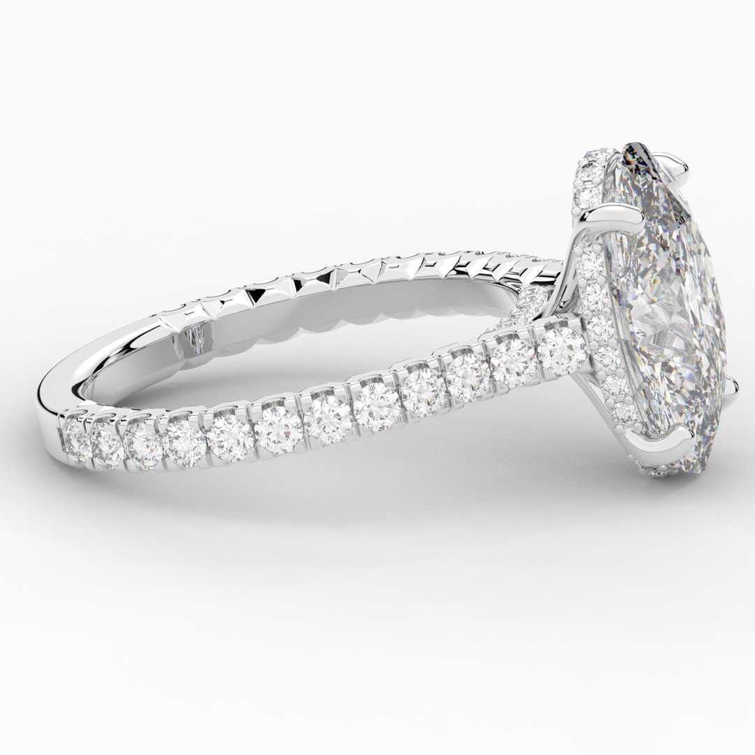 4.70CT.TW OVAL LAB DIAMOND UNDERHALO SOLITAIRE ENGAGEMENT RING - Nazarelle