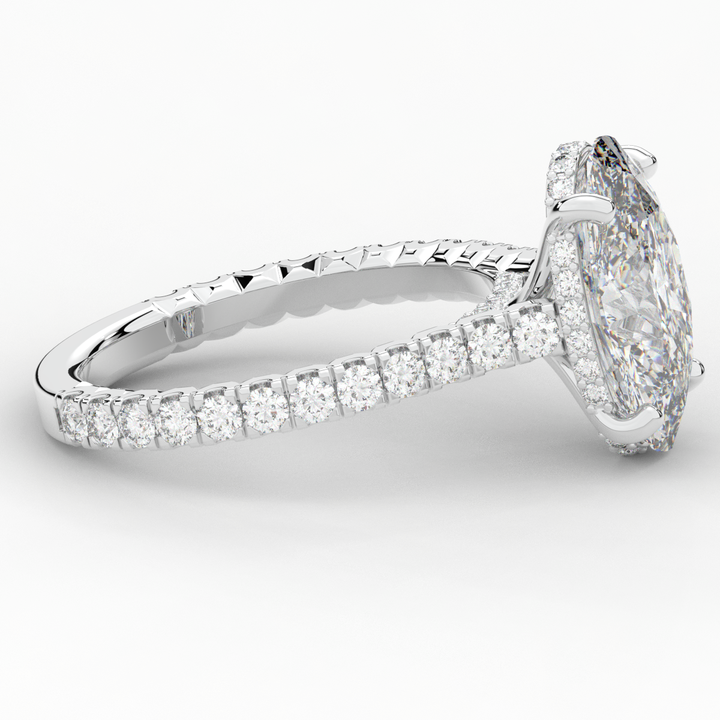 4.70CT.TW OVAL LAB DIAMOND UNDERHALO SOLITAIRE ENGAGEMENT RING - Nazarelle