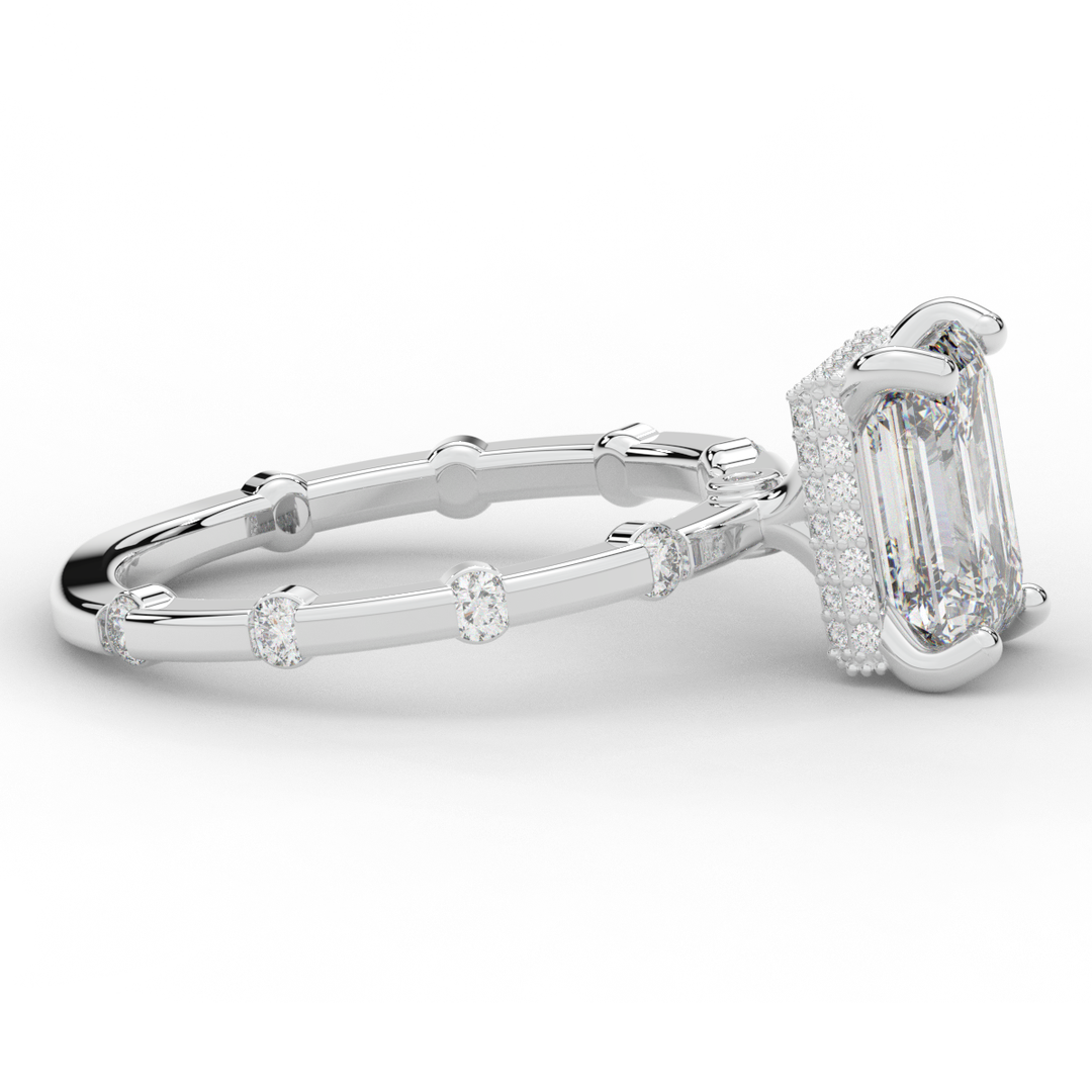 2.60CT.TW RADIANT LAB DIAMOND UNDERHALO SOLITAIRE ENGAGEMENT RING - Nazarelle