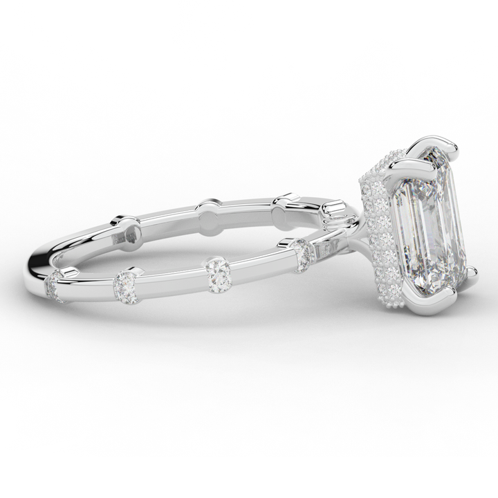 2.60CT.TW RADIANT LAB DIAMOND UNDERHALO SOLITAIRE ENGAGEMENT RING - Nazarelle