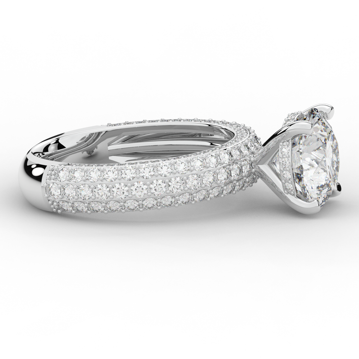 4.80CT.TW ROUND LAB DIAMOND UNDERHALO ENGAGEMENT RING - Nazarelle