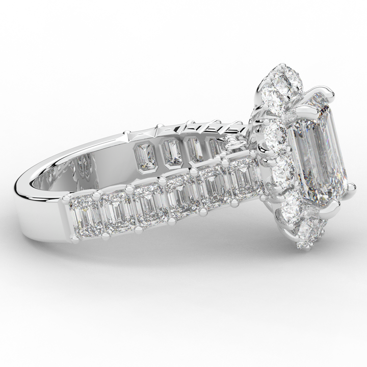6.00CT.TW EMERALD CUT LAB DIAMOND HALO ENGAGEMENT RING - Nazarelle