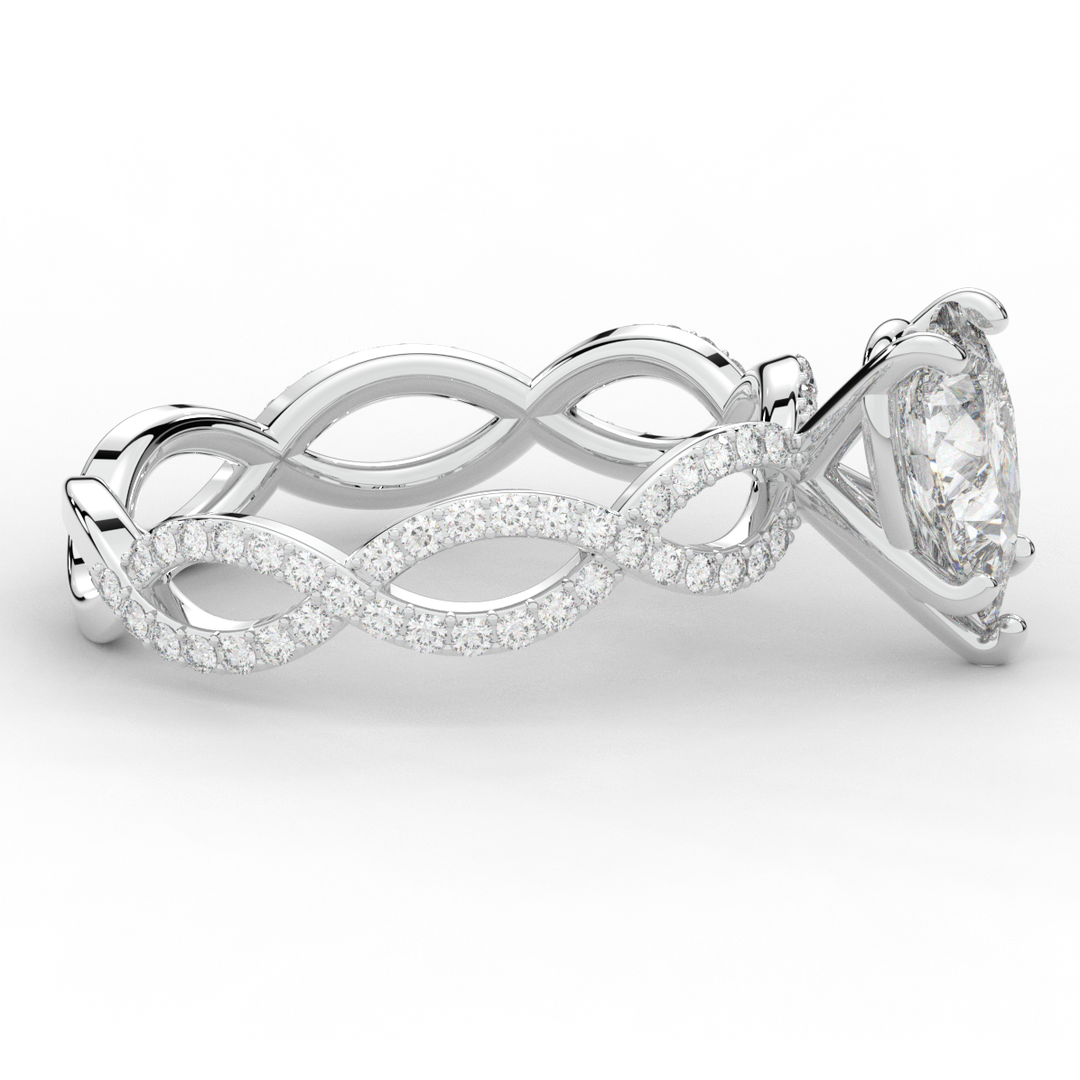 1.30CT.TW PEAR LAB DIAMOND TWIST BAND ENGAGEMENT RING - Nazarelle