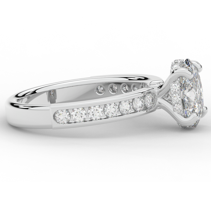 1.95CT.TW OVAL LAB DIAMOND UNDERHALO ENGAGEMENT RING - Nazarelle