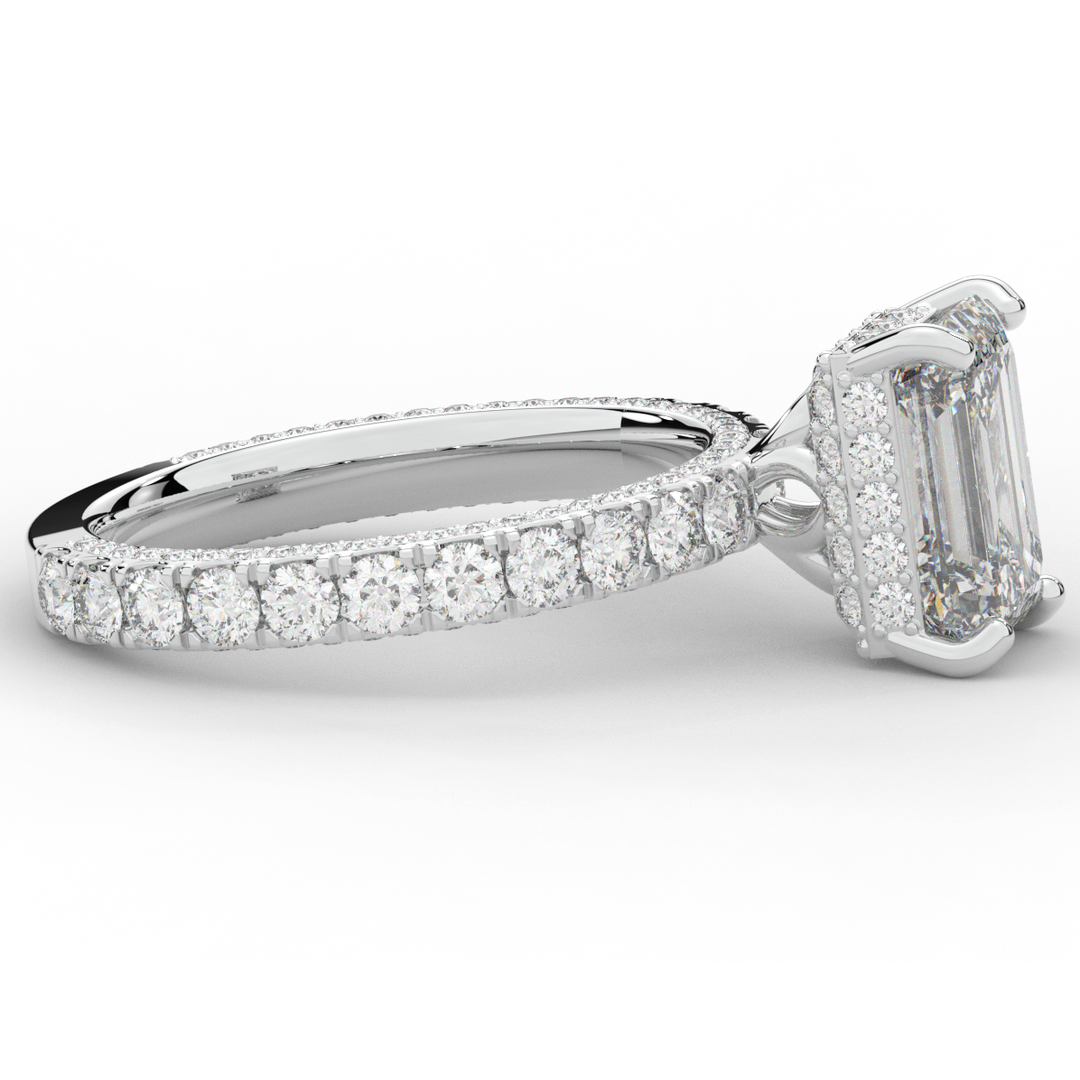 3.00CT.TW EMERALD CUT LAB DIAMOND ENGAGEMENT RING - Nazarelle