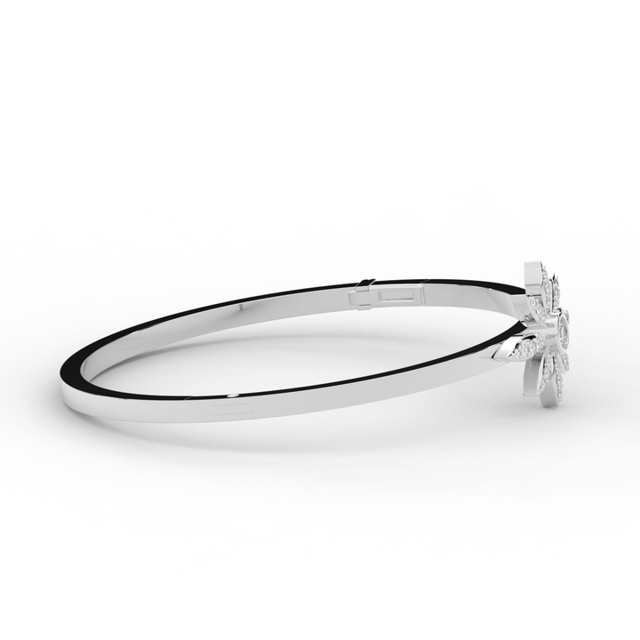0.40CT.TW ROUND LAB BEZEL AND PRONG SET FLOWER DIAMOND BANGLE - Nazarelle
