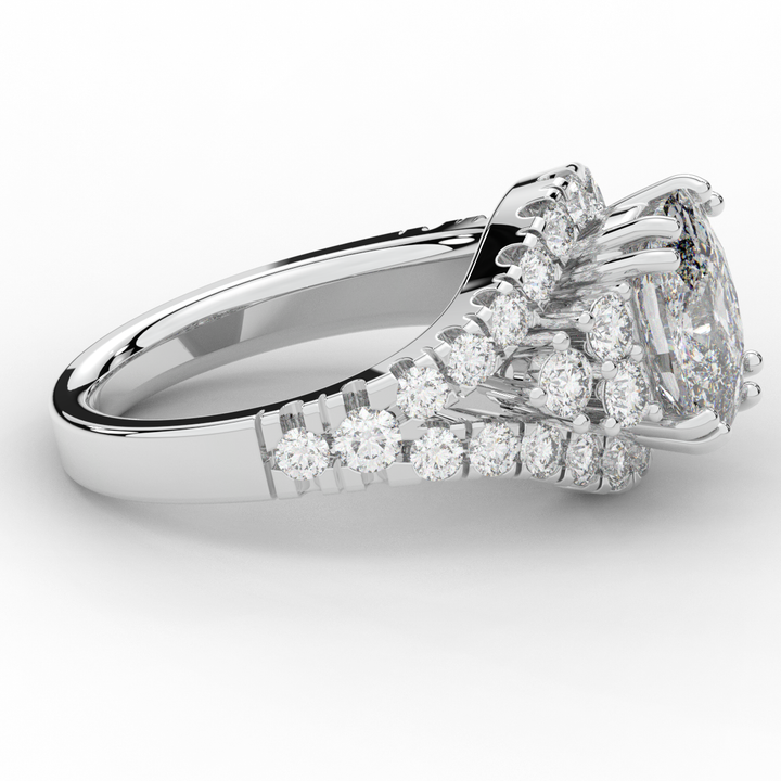 3.10CT.TW CUSHION LAB DIAMOND HALO ENGAGEMENT RING - Nazarelle