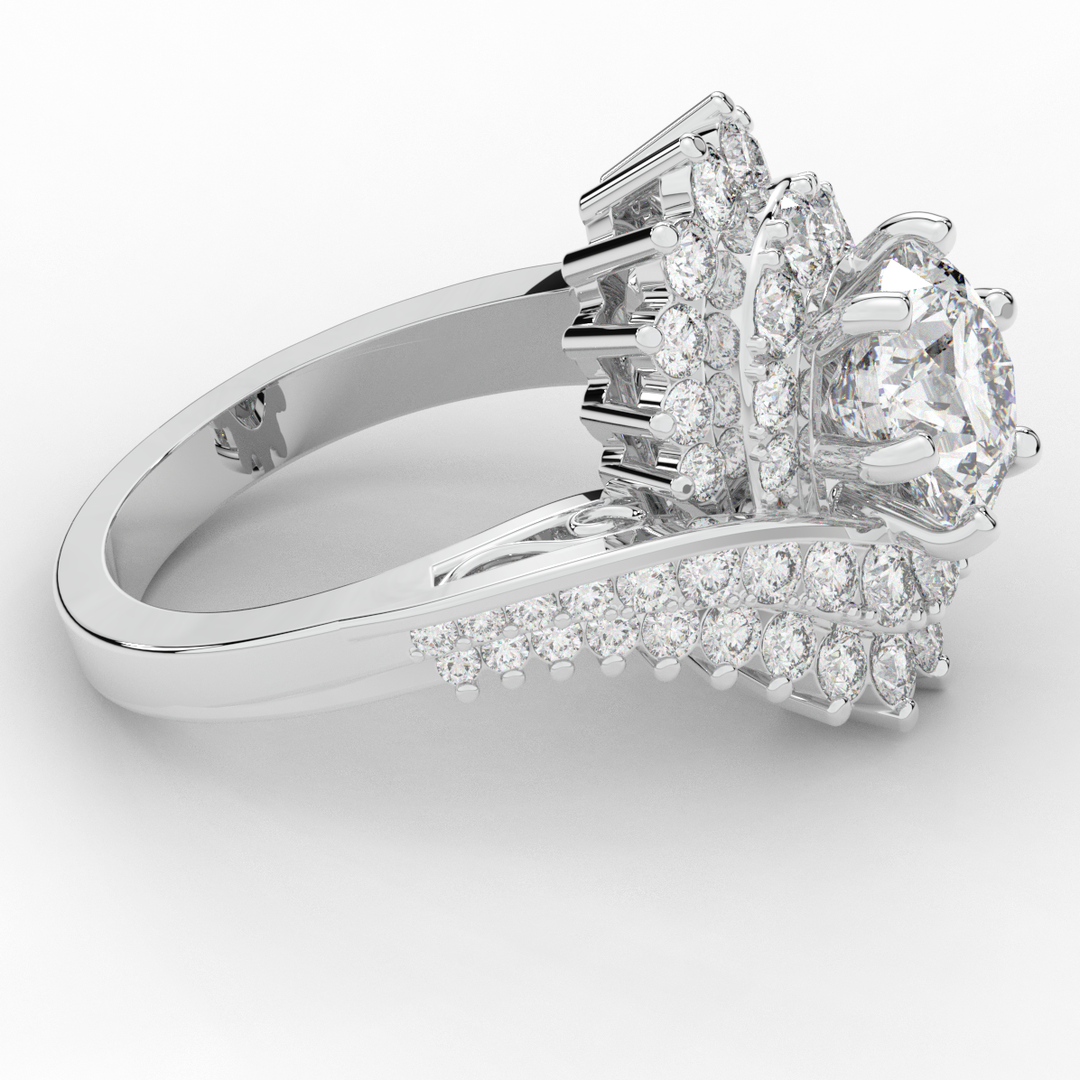 3.35CT.TW ROUND LAB DIAMOND BYPASS HALO ENGAGEMENT RING - Nazarelle