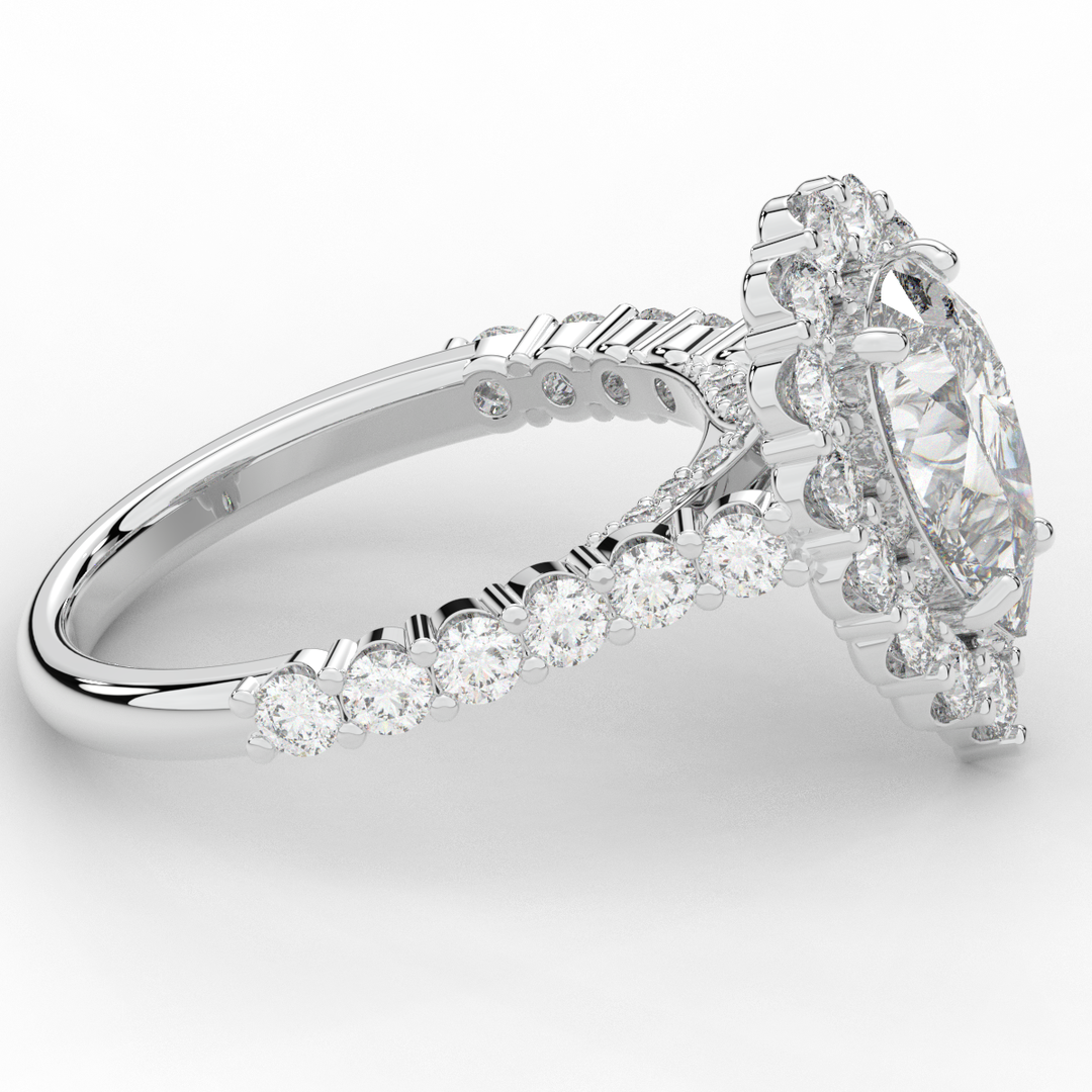 3.10CT.TW PEAR LAB DIAMOND HALO ENGAGEMENT RING - Nazarelle