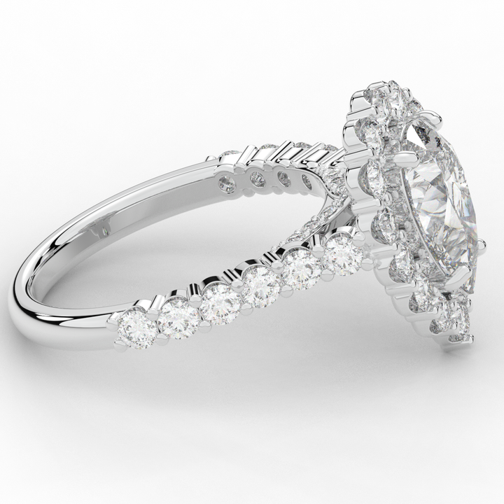 3.10CT.TW PEAR LAB DIAMOND HALO ENGAGEMENT RING - Nazarelle