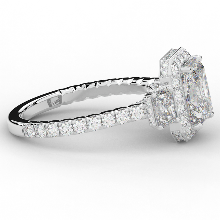 3.20CT.TW RADIANT LAB DIAMOND 3 STONE ENGAGEMENT RING - Nazarelle