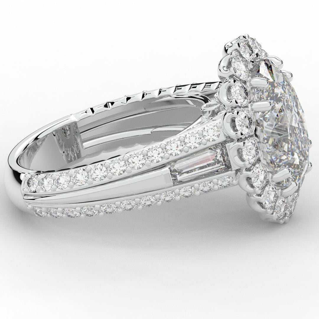 5.75CT.TW OVAL LAB DIAMOND HALO ENGAGEMENT RING - Nazarelle