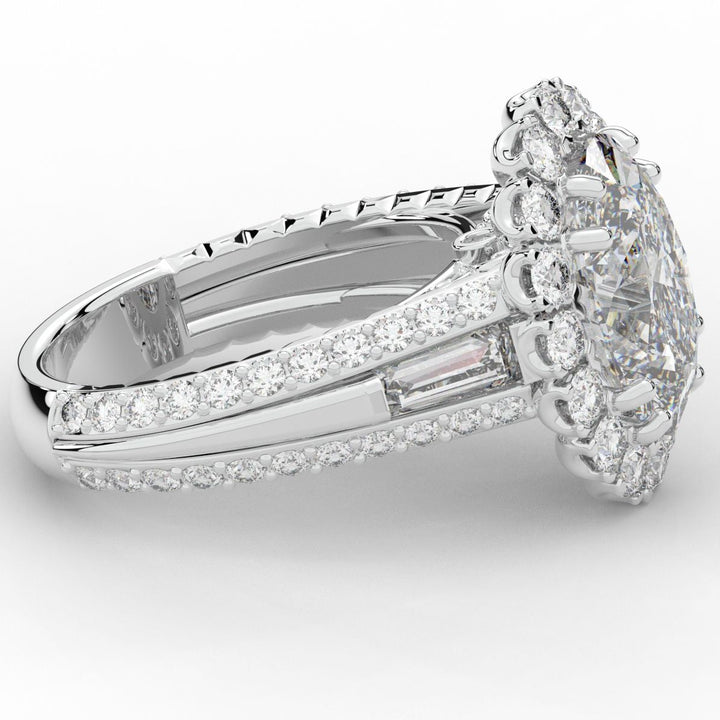 5.75CT.TW OVAL LAB DIAMOND HALO ENGAGEMENT RING - Nazarelle