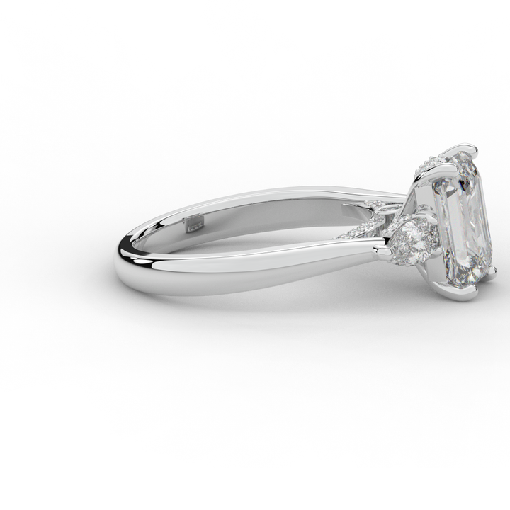 2.40CT.TW EMERALD CUT LAB DIAMOND 3 STONE ENGAGEMENT RING - Nazarelle