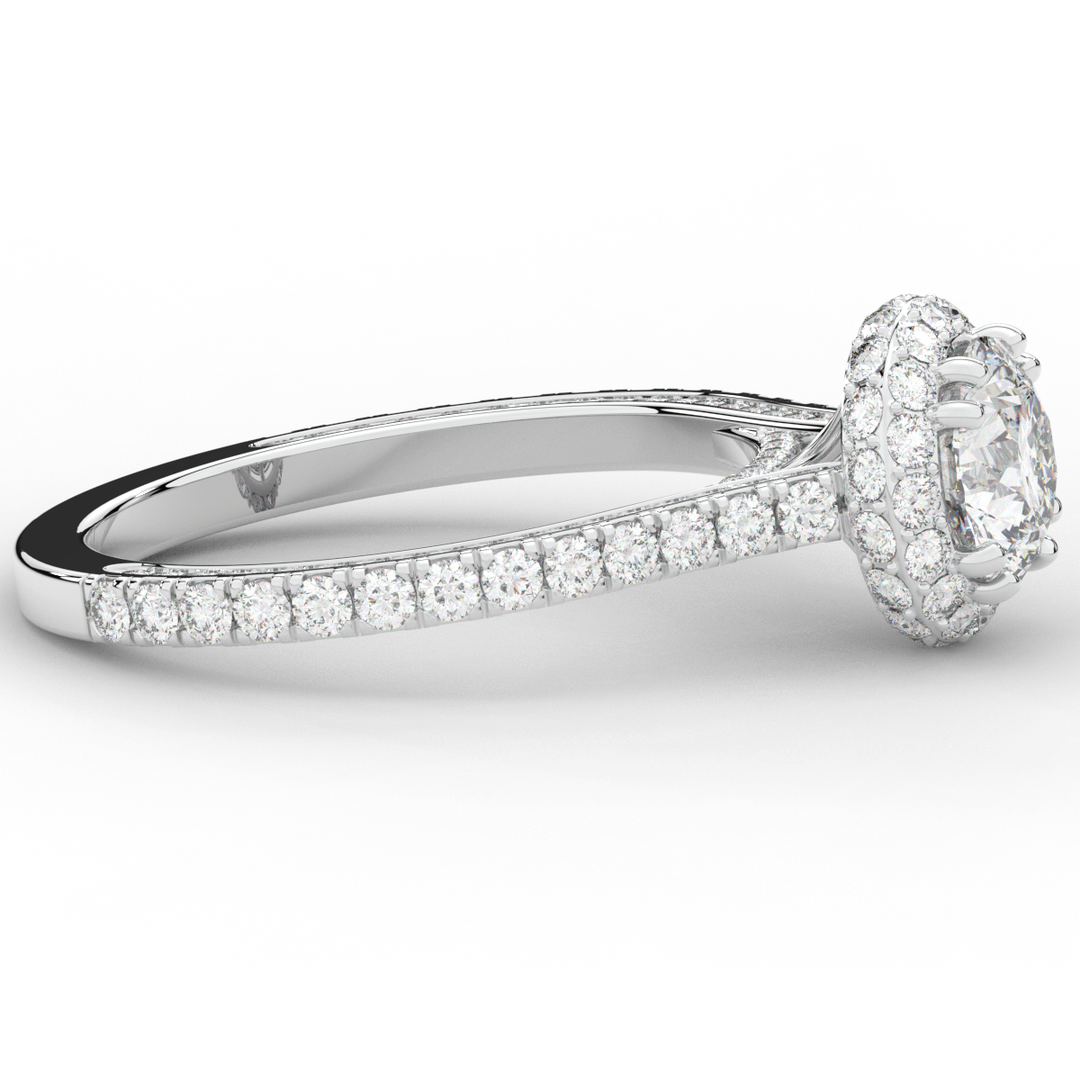 1.90CT.TW ROUND LAB DIAMOND HALO ENGAGEMENT RING - Nazarelle