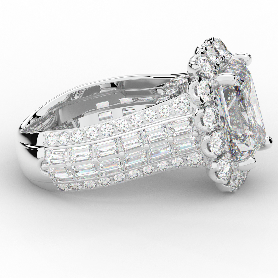 8.00CT.TW RADIANT LAB DIAMOND HALO ENGAGEMENT RING - Nazarelle