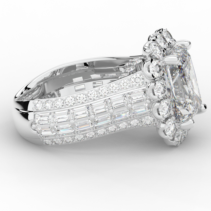 8.00CT.TW RADIANT LAB DIAMOND HALO ENGAGEMENT RING - Nazarelle