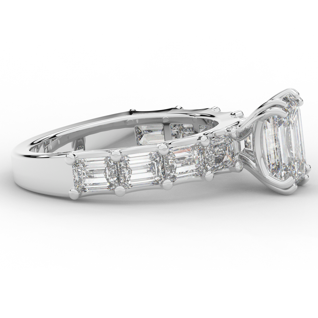 3.75CT.TW EMERALD CUT LAB DIAMOND SOLITAIRE ENGAGEMENT RING